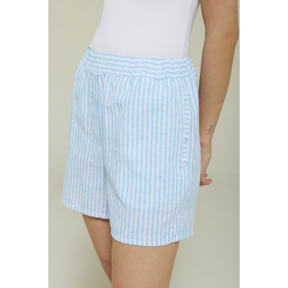 New Linen European High Rise Shorts Casual Summer Elastic Waisted Made In Italy - Picture 3 of 12